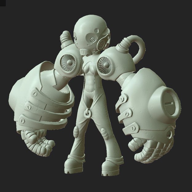 Character - Girl Robot Hardsurface Low-poly 3D model_6