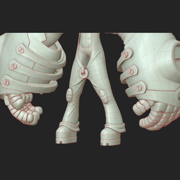 Character - Girl Robot Hardsurface Low-poly 3D model_13