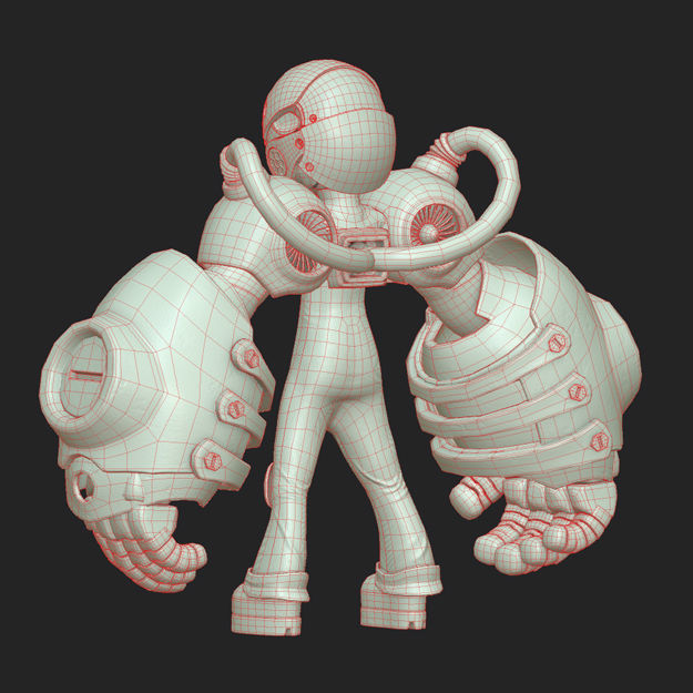Character - Girl Robot Hardsurface Low-poly 3D model_9