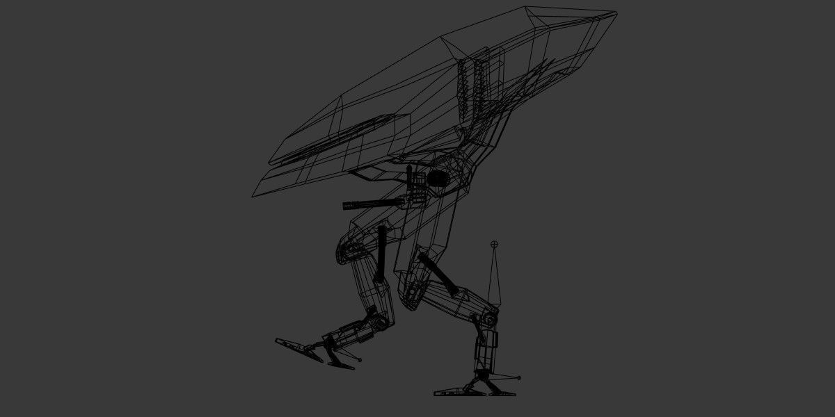 Mech Scifi Low-poly 3D model_9