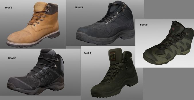 5 Boots Collection Vol 1 Low-poly 3D model