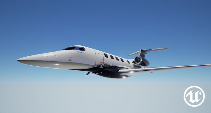 Realistic PBR Embraer Phenom 300 Private Jet Low-poly 3D model
