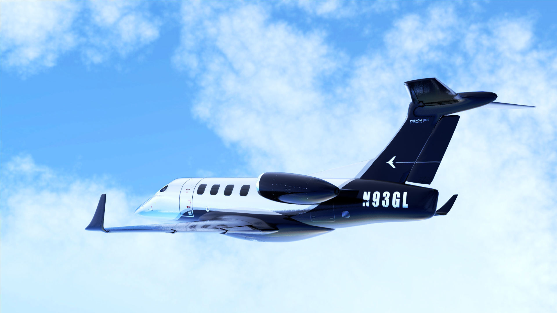 Realistic PBR Embraer Phenom 300 Private Jet Low-poly 3D model_2