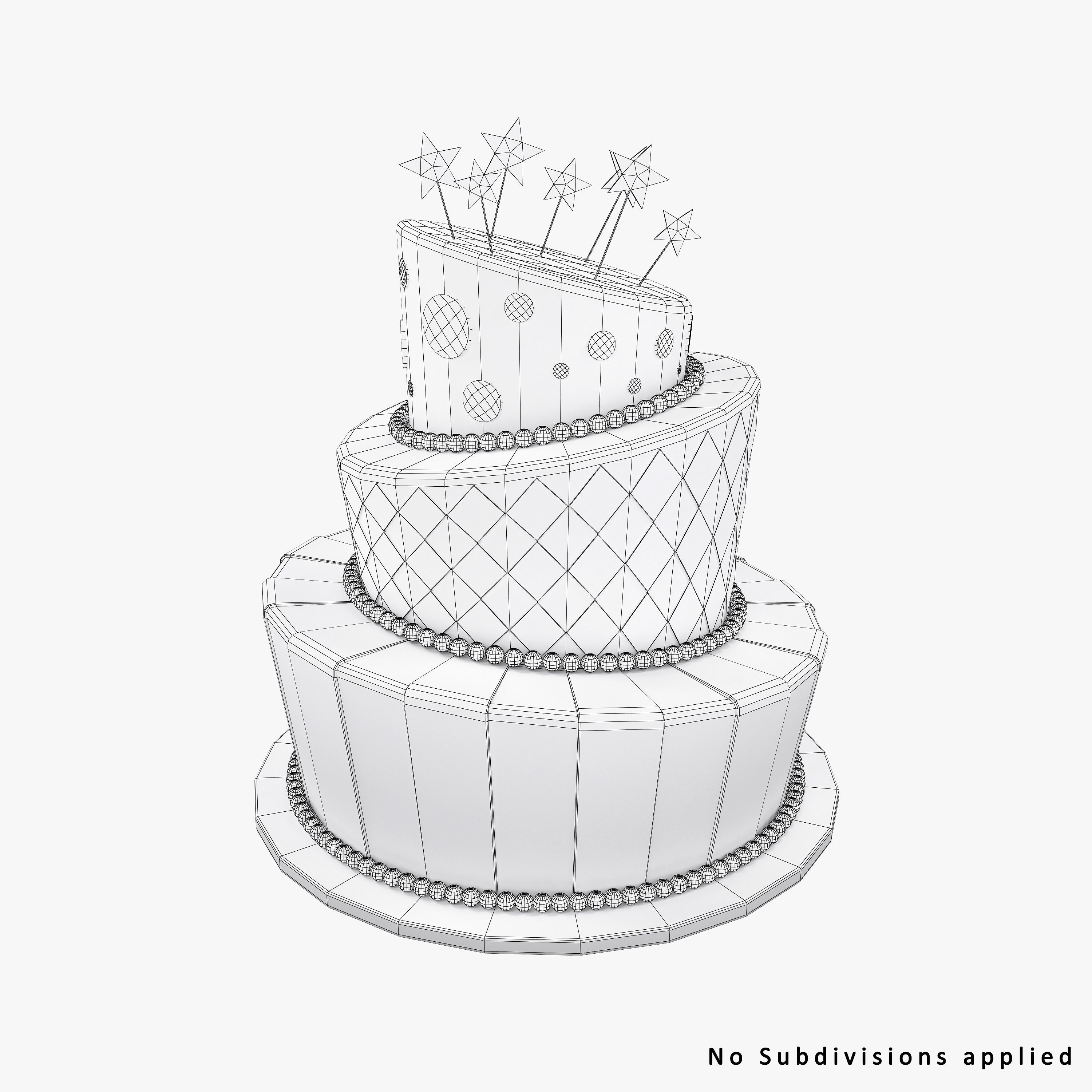 Birthday cake  3D model_1
