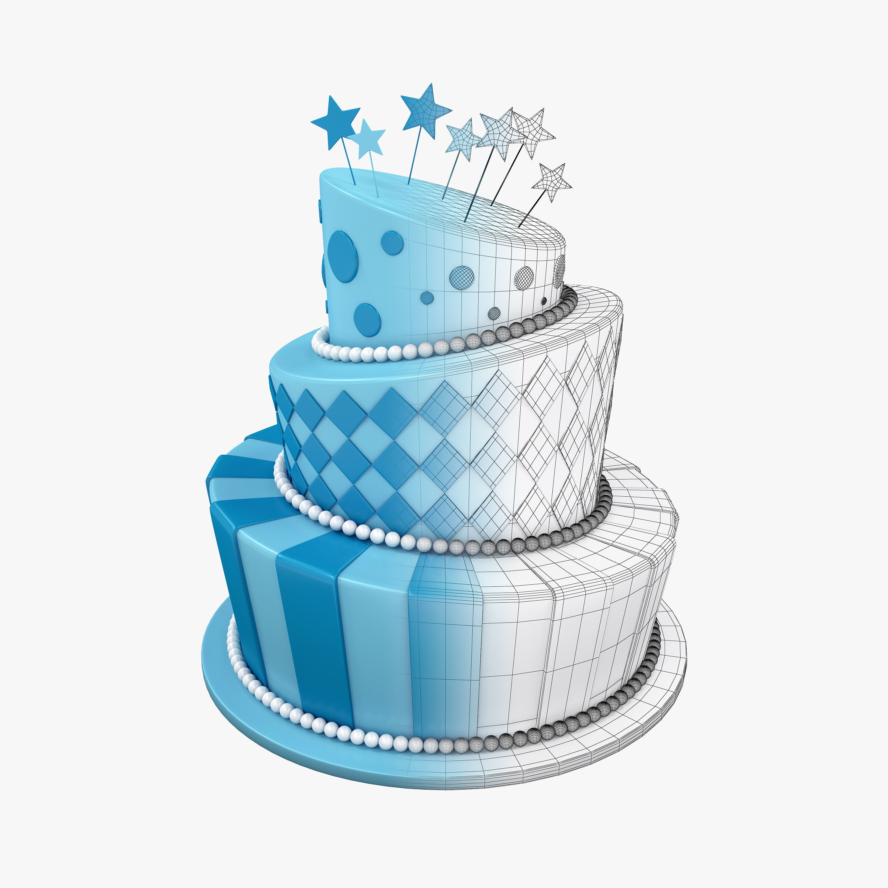 Birthday cake  3D model_4