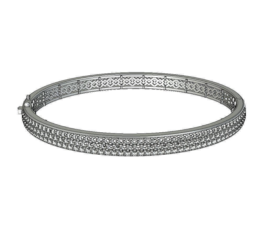 Bangle Bracelet with round gemstones 001 3D print model_4