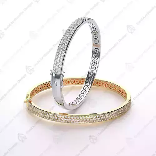 Bangle Bracelet with round gemstones 001 3D print model