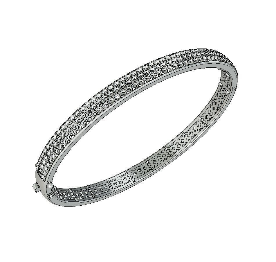 Bangle Bracelet with round gemstones 001 3D print model_3