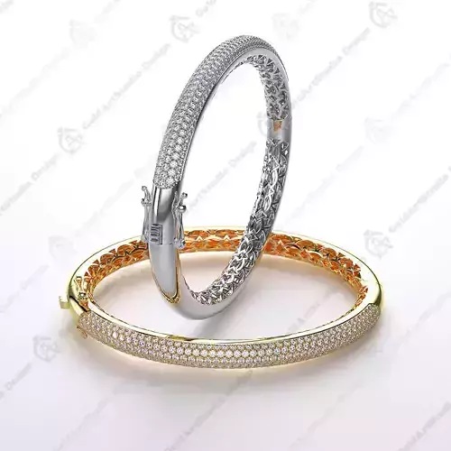 Bangle Bracelet with round gemstones 003