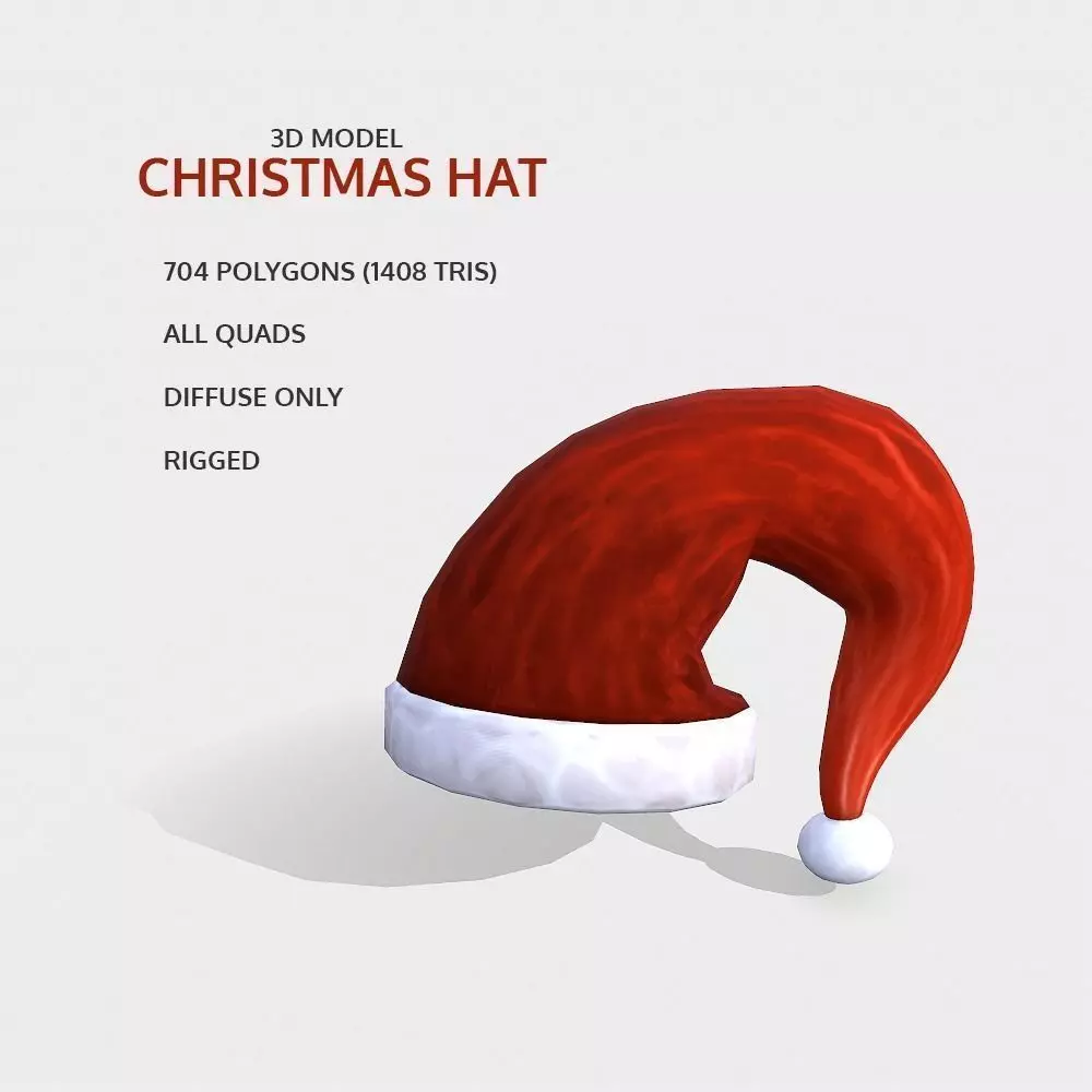 Free Hand-Painted Christmas Hat Free low-poly 3D model_0