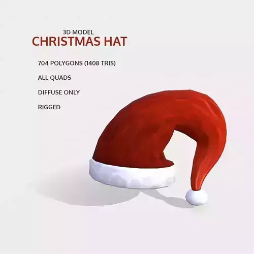 Free Hand-Painted Christmas Hat Free low-poly 3D model