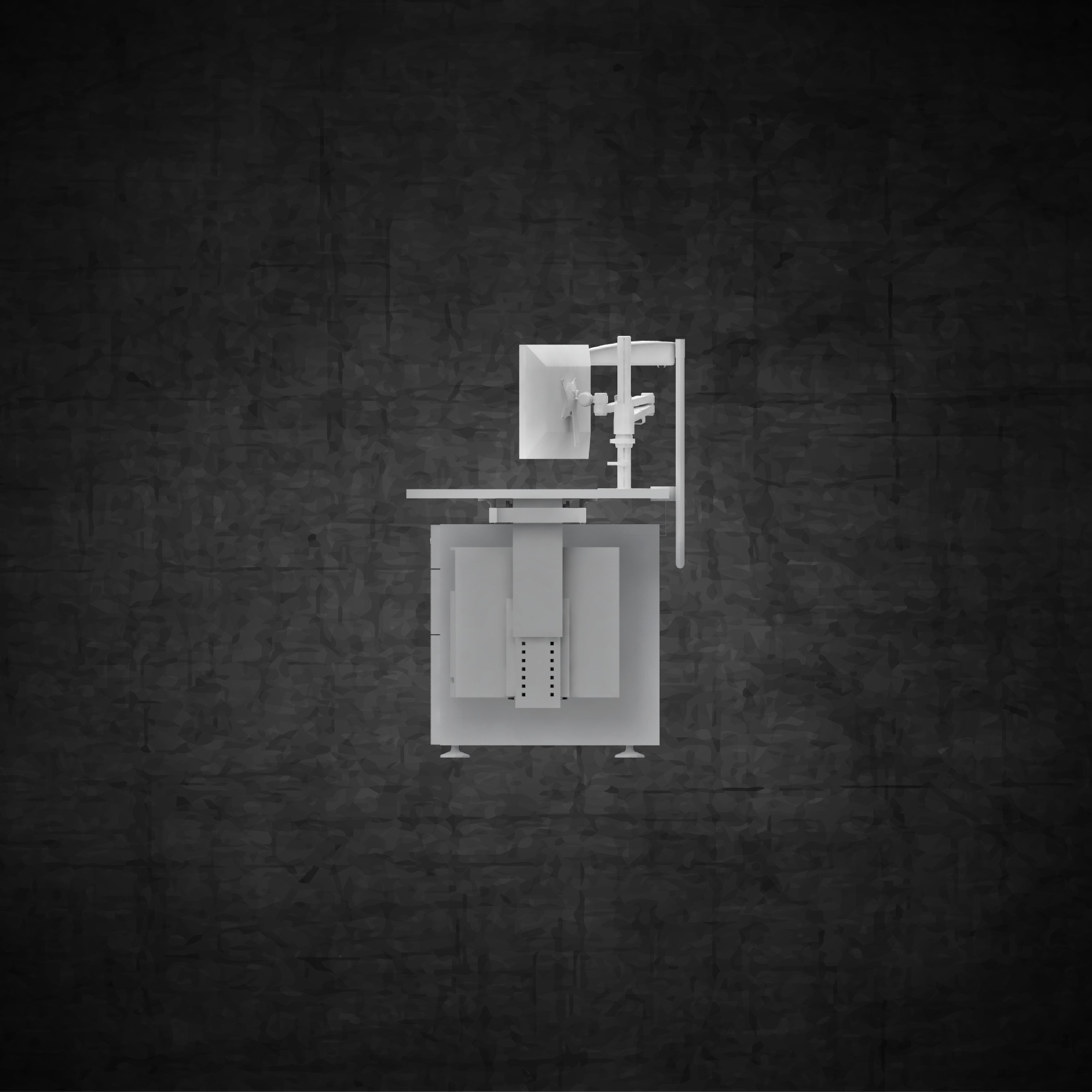 Office furniture workstation computer filing cabinet chair table Low-poly 3D model_3