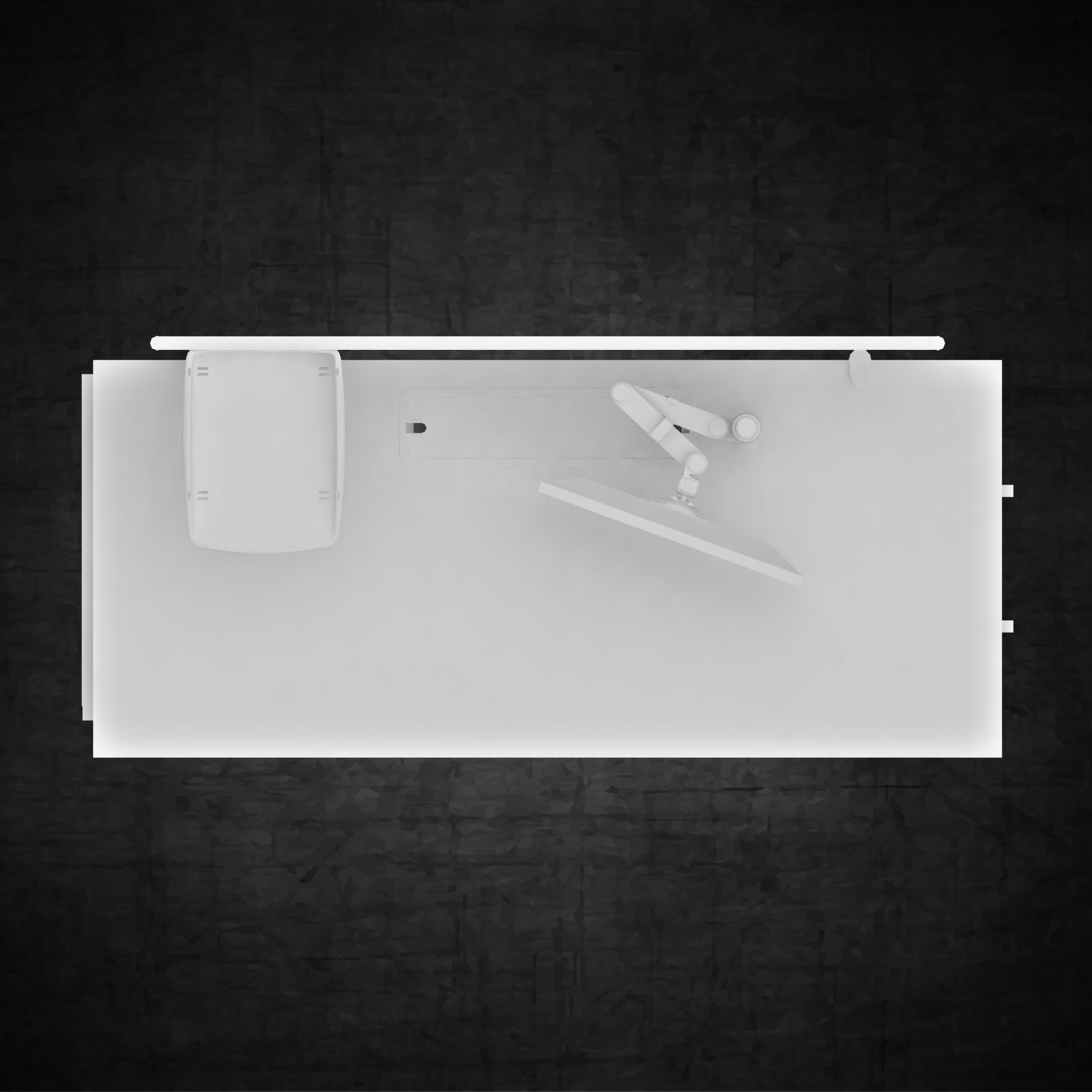 Office furniture workstation computer filing cabinet chair table Low-poly 3D model_1