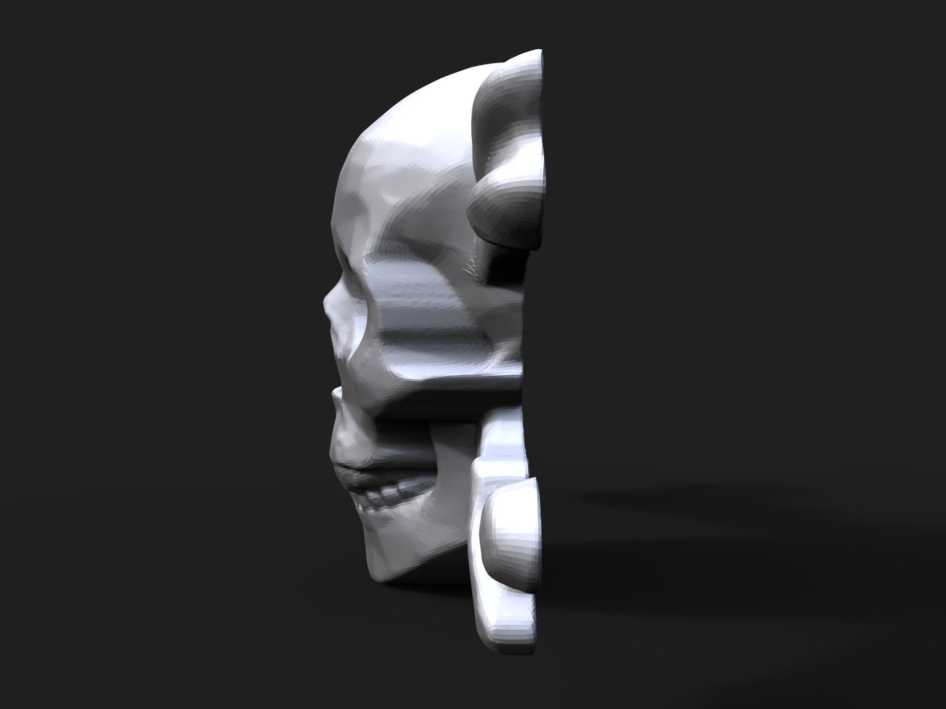 Pirate skull bas relief 3D print model_3