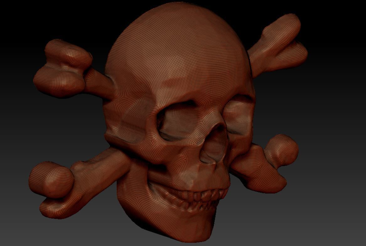 Pirate skull bas relief 3D print model_10