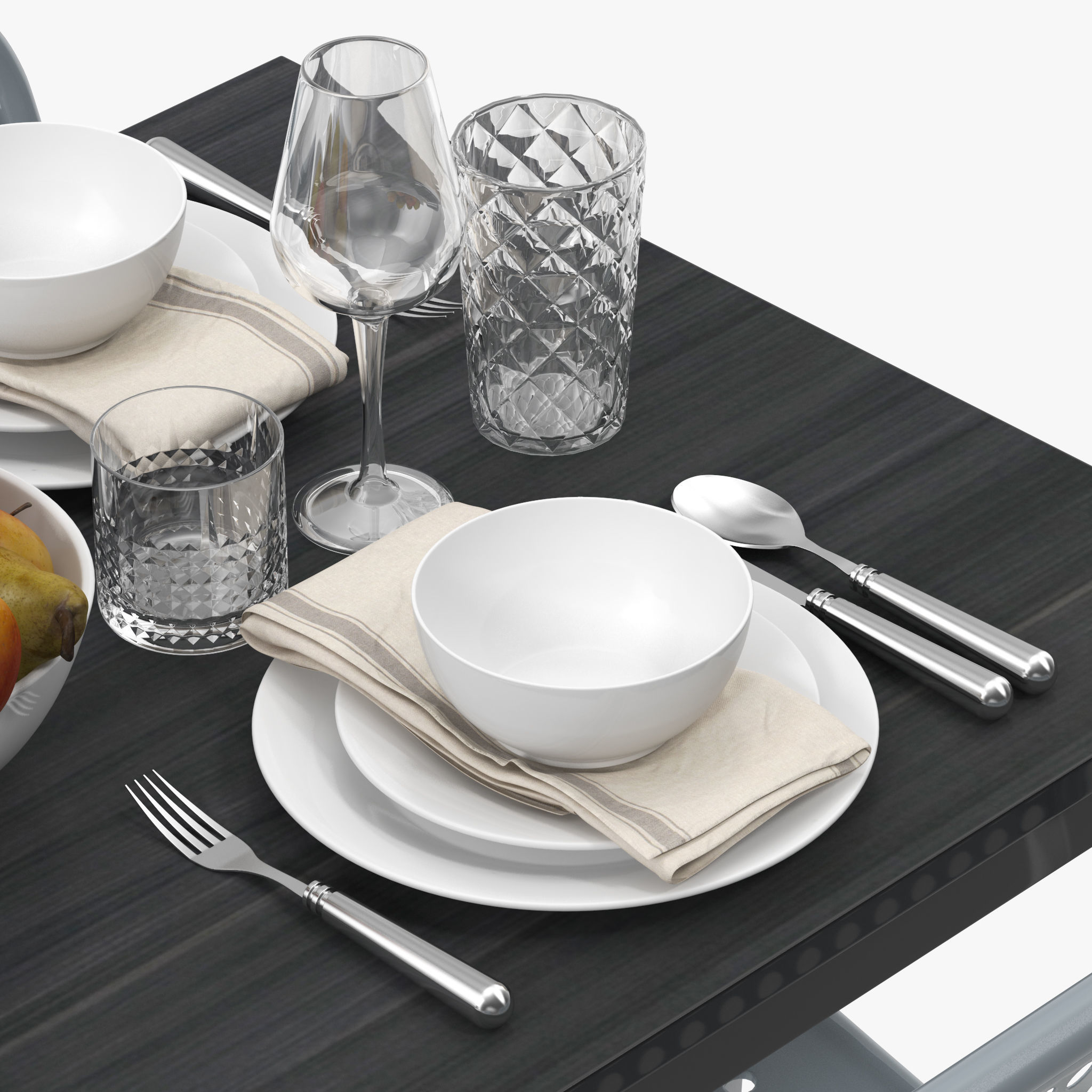 TARENDO dining table with four chairs 3D model_3