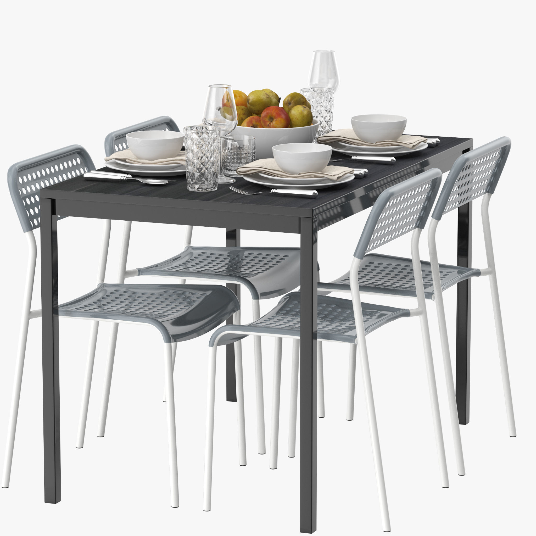 TARENDO dining table with four chairs 3D model_1