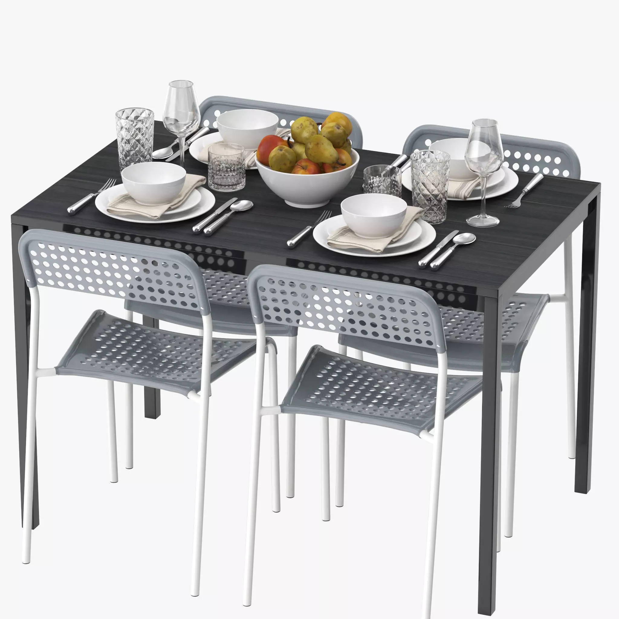 TARENDO dining table with four chairs 3D model_0