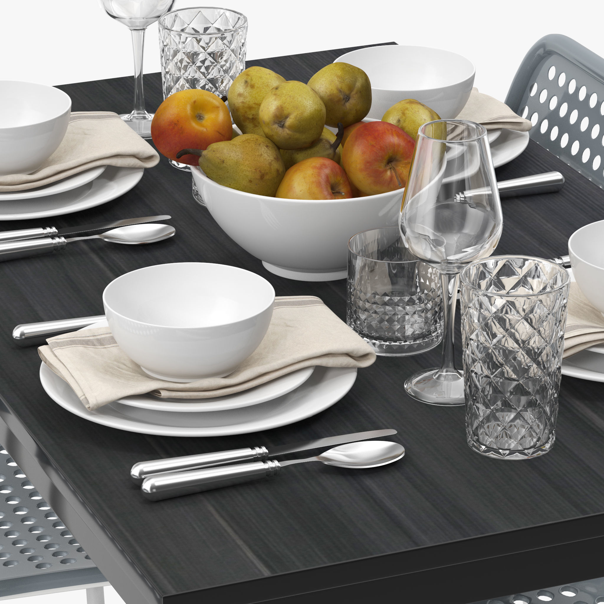 TARENDO dining table with four chairs 3D model_4