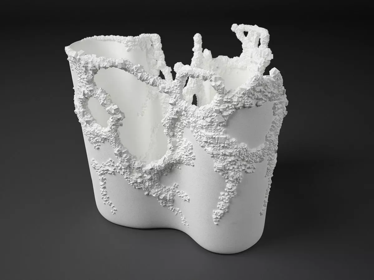 Crystalline vase with lot of holes in it 3D model