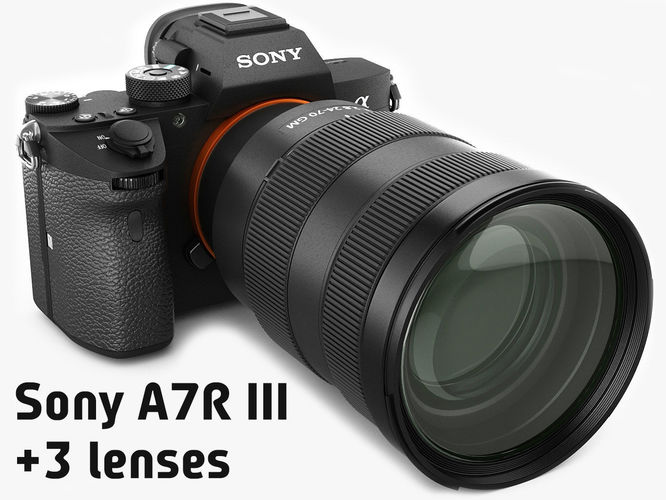 Sony Alpha 7R III with three lenses 3D model