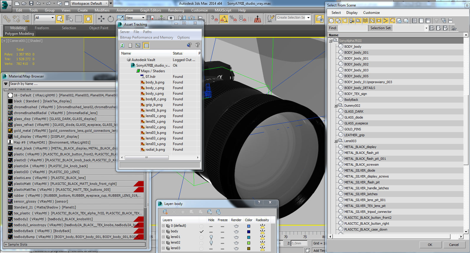 Sony Alpha 7R III with three lenses 3D model_27