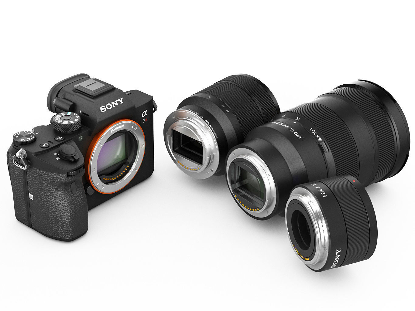 Sony Alpha 7R III with three lenses 3D model_17