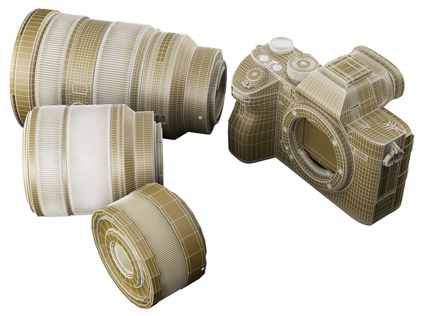 Sony Alpha 7R III with three lenses 3D model_25