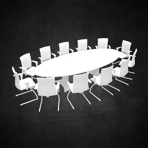 Conference table large office furniture space planning Low-poly 3D model