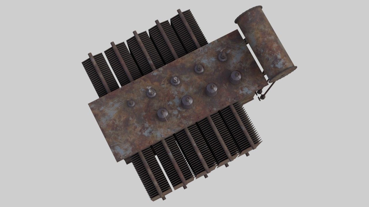Electrical Transformer 2C Low-poly 3D model_2