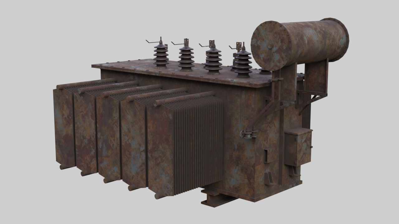 Electrical Transformer 2C Low-poly 3D model_1