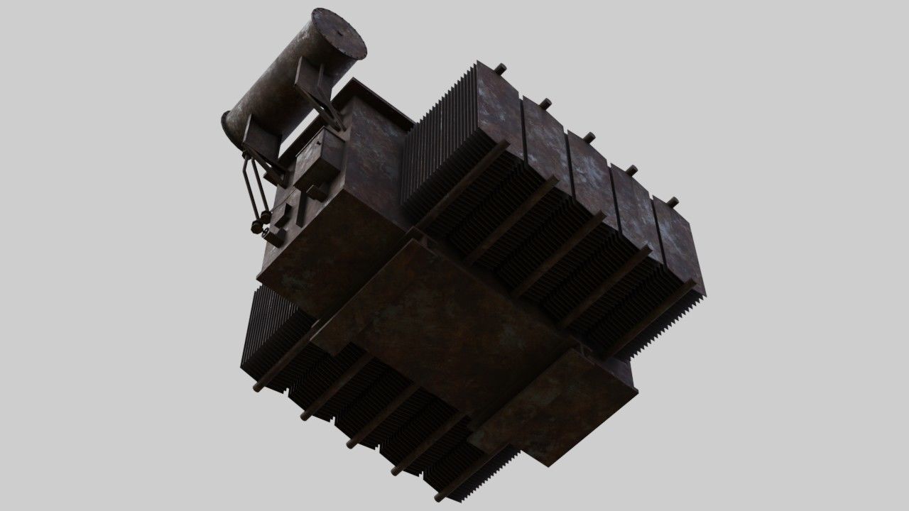 Electrical Transformer 2C Low-poly 3D model_4