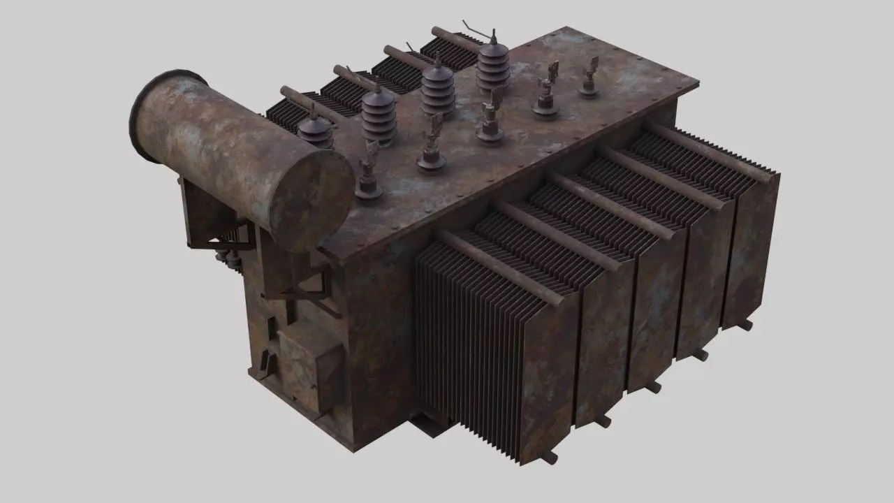 Electrical Transformer 2C Low-poly 3D model_0