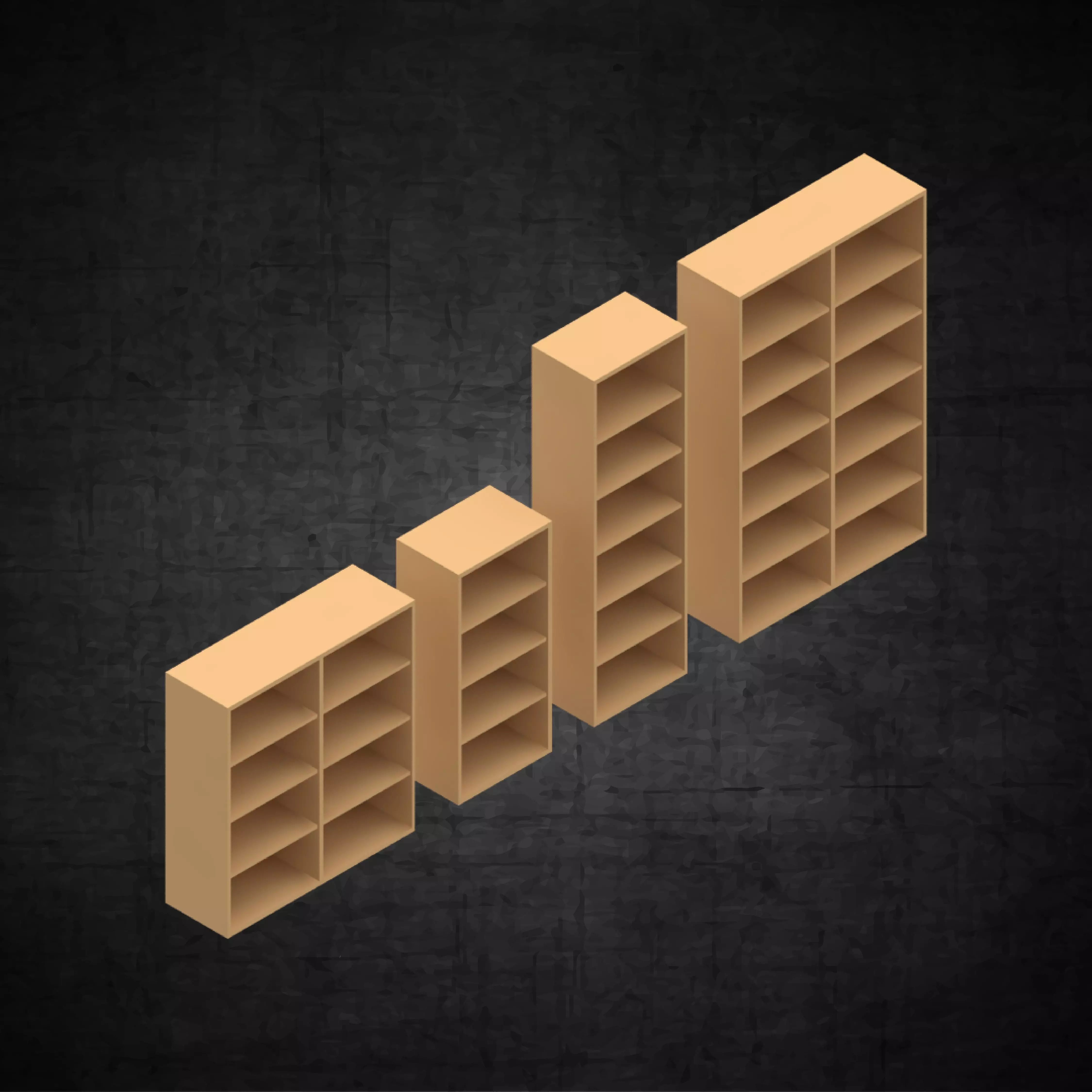 Organizers various sizes  architectural space furniture design Low-poly 3D model_0