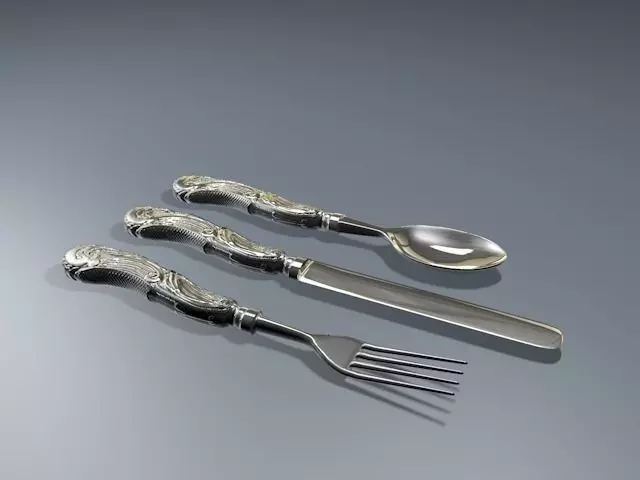 Antique silverware 3D model_0