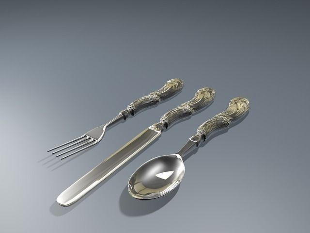 Antique silverware 3D model_1