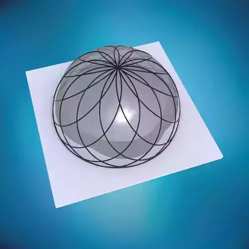 Dome spiral with glass and wire frame structure Low-poly 3D model