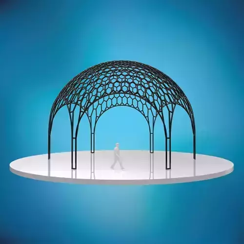 hexadome dense hexagonal dome glass and wire frame structure