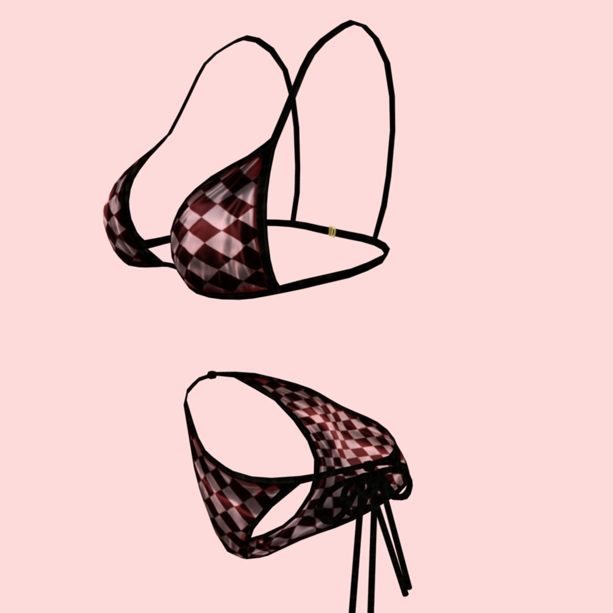 sexy checks bikini P05 Low-poly 3D model_2