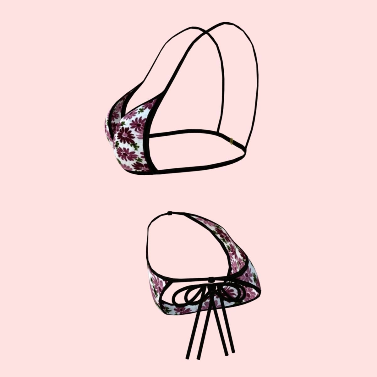sexy FlowerPrint bikini P06 Low-poly 3D model_3