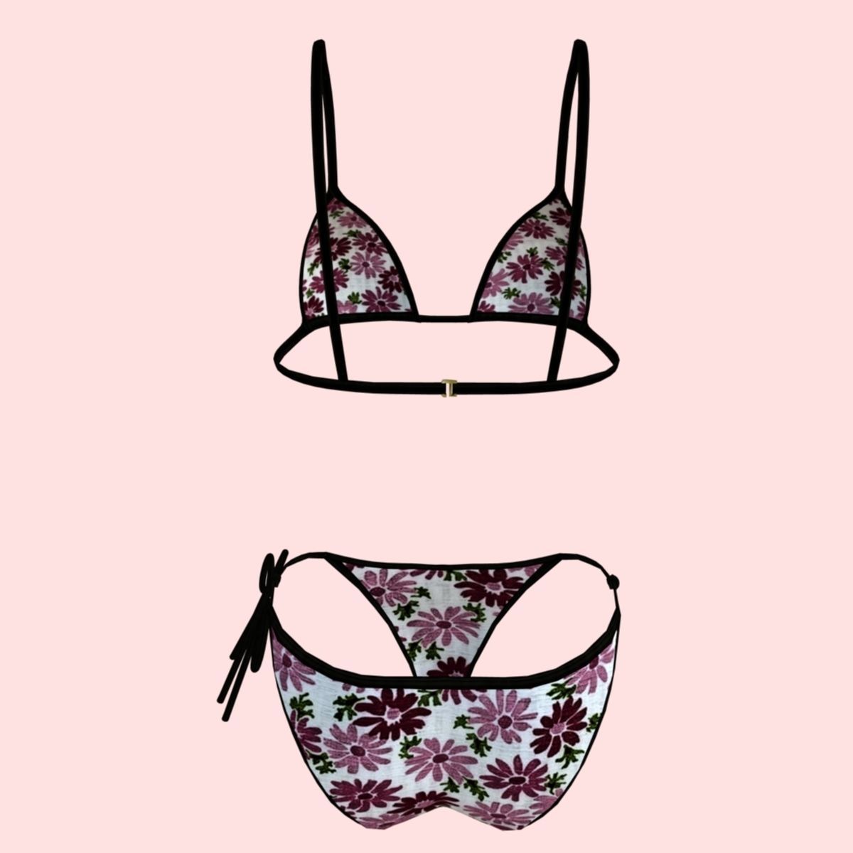 sexy FlowerPrint bikini P06 Low-poly 3D model_4