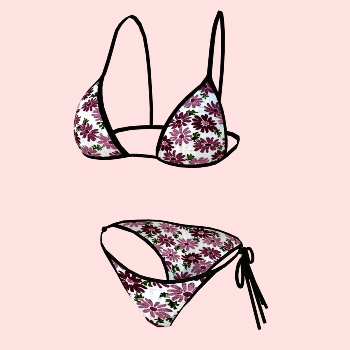 sexy FlowerPrint bikini P06 Low-poly 3D model_2