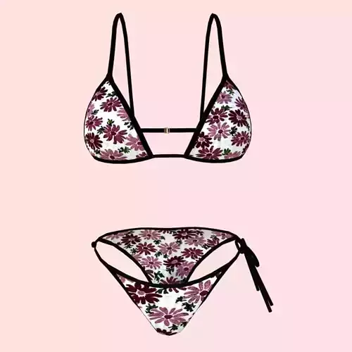 sexy FlowerPrint bikini P06 Low-poly 3D model