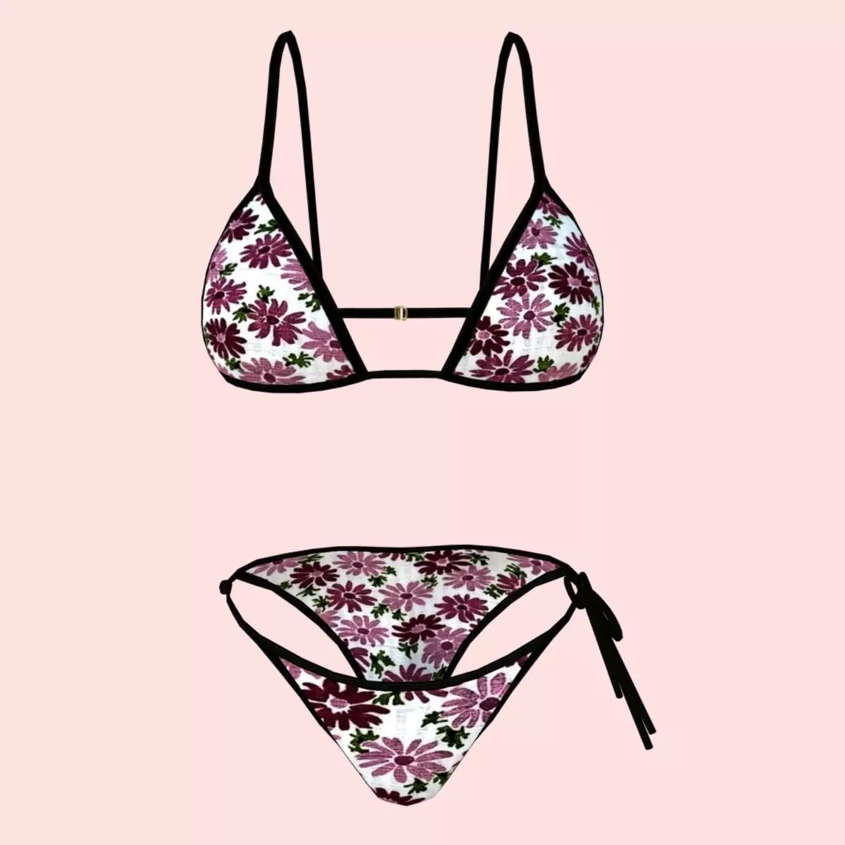 sexy FlowerPrint bikini P06 Low-poly 3D model_0