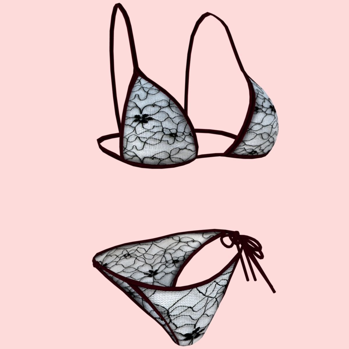 sexy Net bikini P07 Low-poly 3D model_2