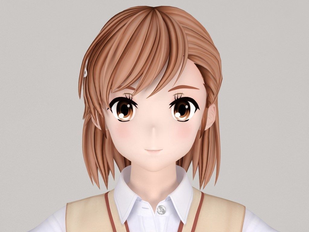T pose nonrigged model of Misaka Mikoto anime girl  3D model_1
