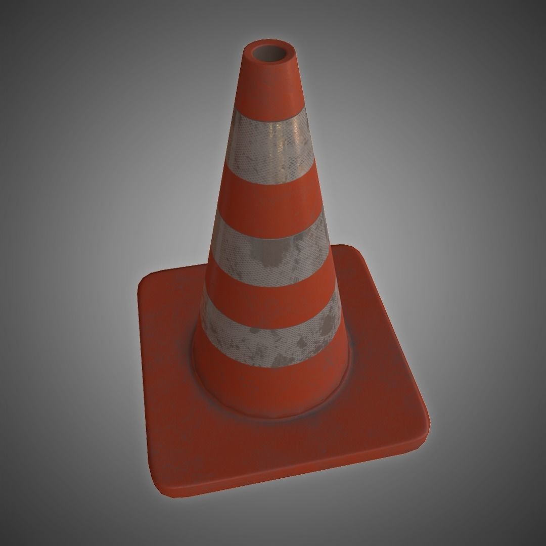 Traffic Cone Low-poly 3D model_1