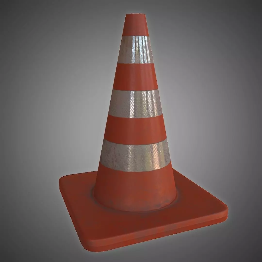 Traffic Cone Low-poly 3D model_0