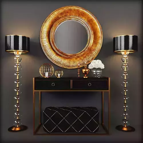 Decorative set-1 3D model console table and lamps Low-poly 3D model
