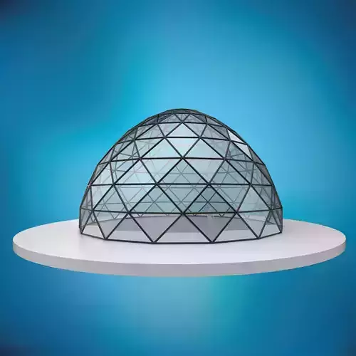 Dome pointed hexagonal triangulated structure with glass panels